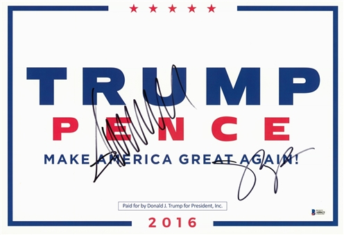 2016 Donald Trump and Mike Pence Dual-Signed "Make America Great Again" Poster (Beckett)
